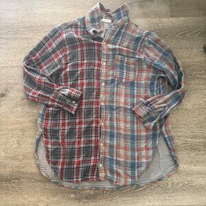 CP Shades x Free People Joss Plaid Cotton Button Down M